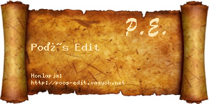 Poós Edit névjegykártya